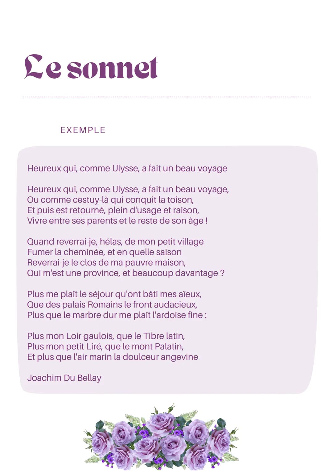 Le sonnet
DÉFINTION
C'est une forme poétiques et
classiques les plus strictes de
la poésie.
HISTOIRE
Le sonnet est apparue au
16ème siècle e