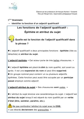 Know  Francais: Fonction des adjectifs qualificatifs  thumbnail
