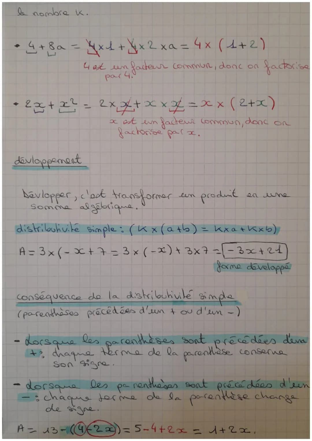 LE CALCUL LITHÉRAL
Mathématique
distributivité simple
1
- Kx (a+b) = kxa
kxb
- Kx (a - b) = kxa
kx b
avec 3 nombres relatifs qual conques K,