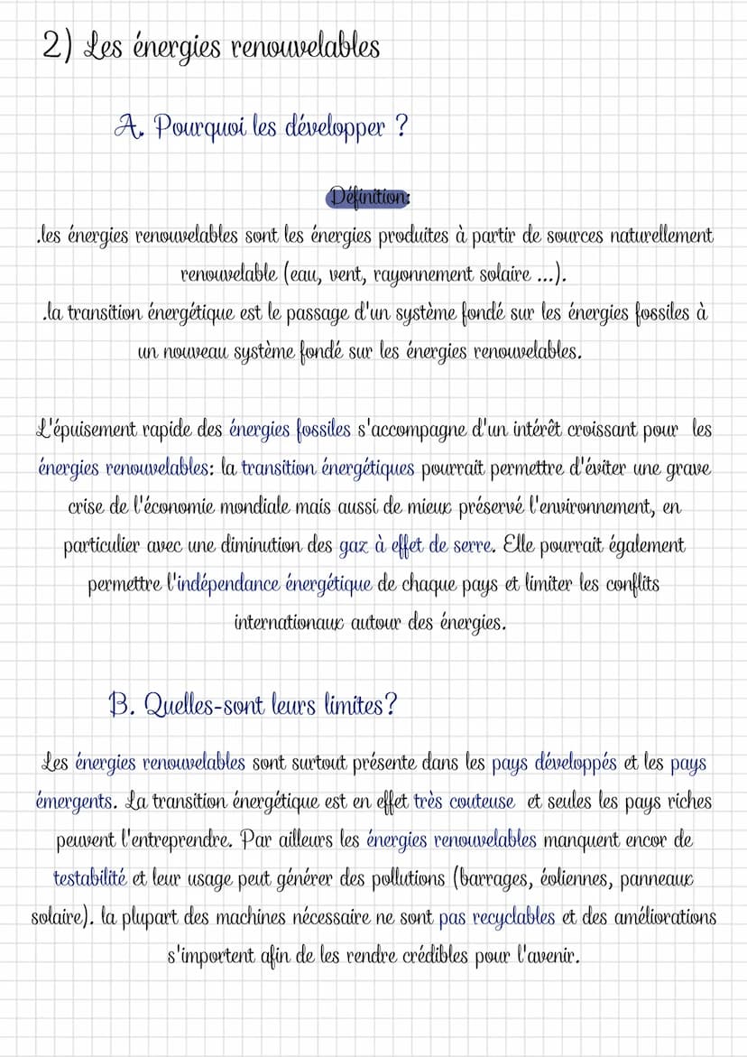 Geographie
Les énergies dans le monde
1) Les énergies fossiles
A. La production
Définition: les énergies fossiles sont des énergies non reno
