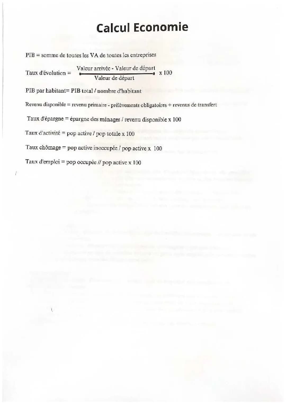 Calcul économie