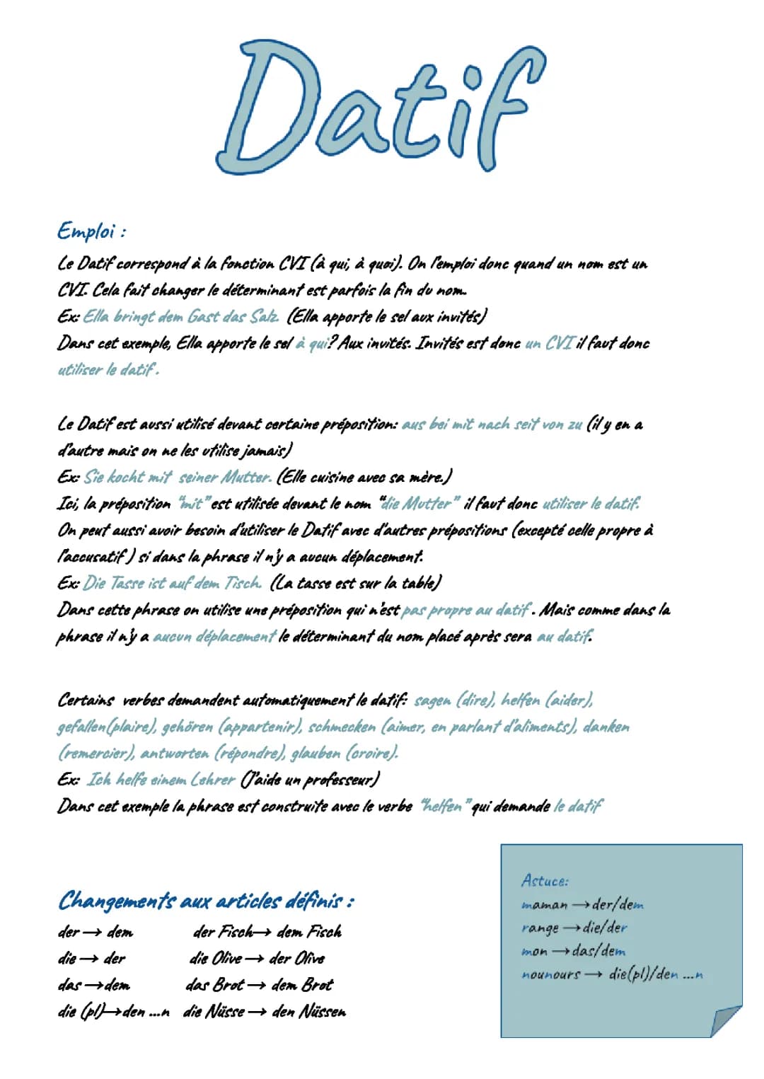 Apprends le Datif et Accusatif en Allemand Facilement