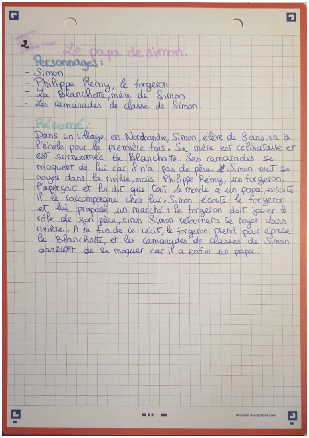 Fiche de lecture : le papa de Simon de maupassant. 
