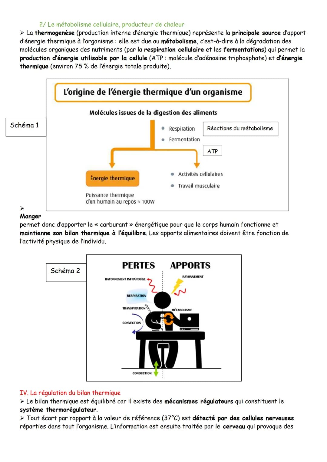 Chapitre 3: Le bilan thermique du corps humain → TP
Pb: Comment conserver sa température corporelle malgré les variations de température du 