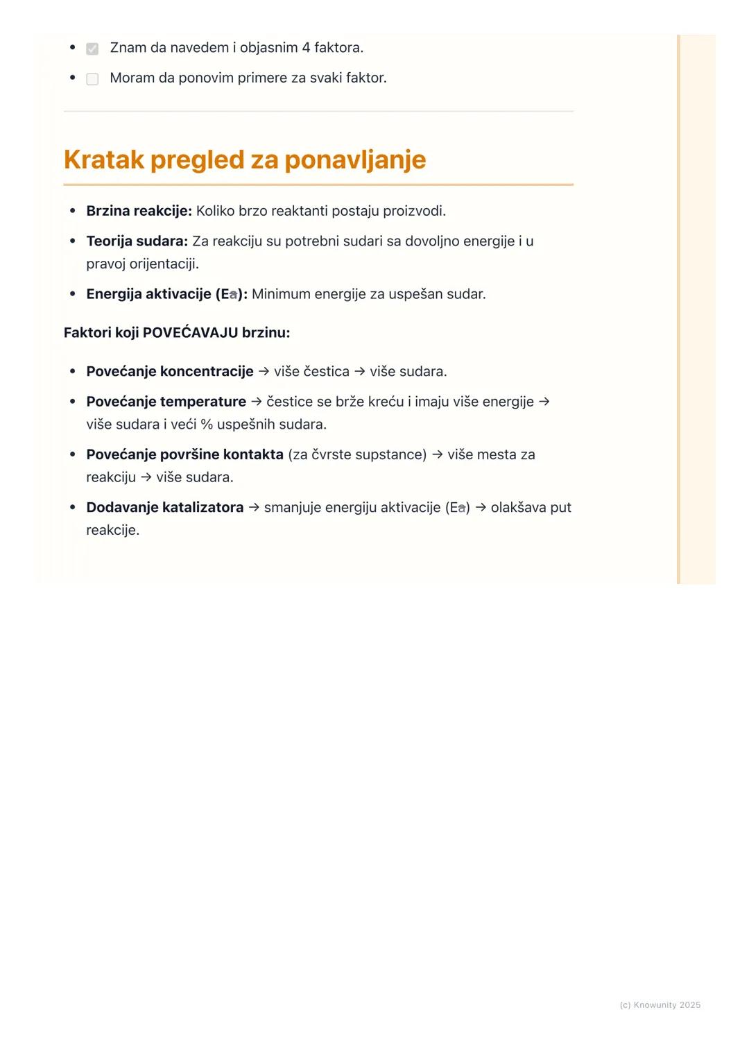 # Brzina hemijske reakcije

Šta je brzina hemijske reakcije?

Brzina hemijske reakcije nam govori koliko brzo reaktanti nestaju, a proizvodi