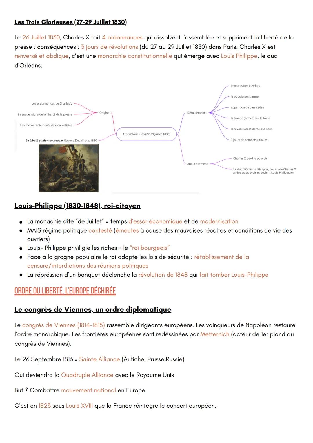 Histoire
L'Europe entre restauration et révolution
INTRODUCTION:
• 1814: défaite de Napoléon, exile à l'ile d'Elbe, une restauration à lieu 