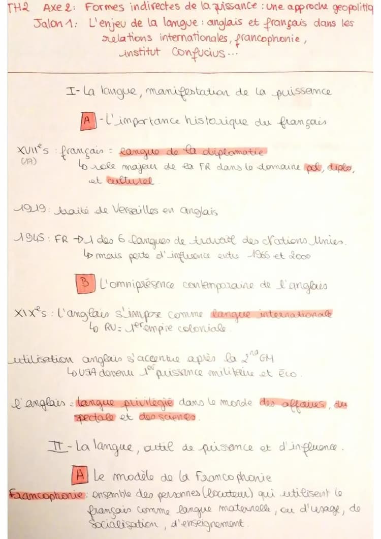 Know L'enjeu de la langue : anglais et français dans les relations internationales, francophonie, institut Confucius...  thumbnail