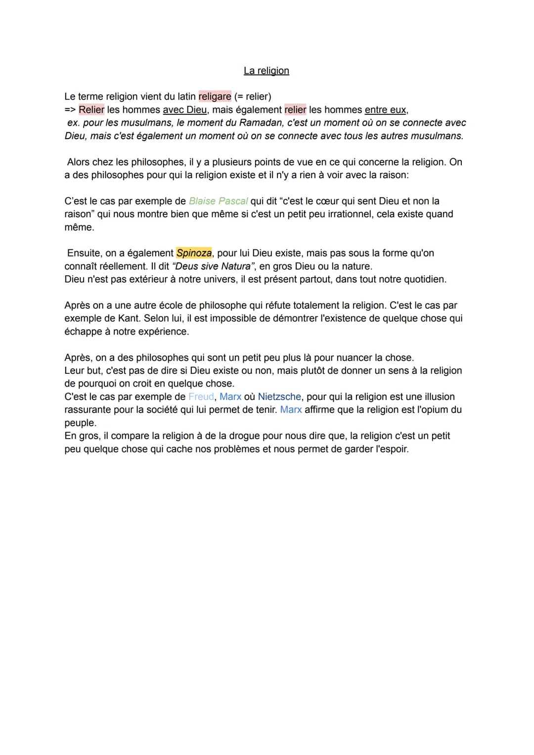 La religion
Le terme religion vient du latin religare (= relier)
=> Relier les hommes avec Dieu, mais également relier les hommes entre eux,