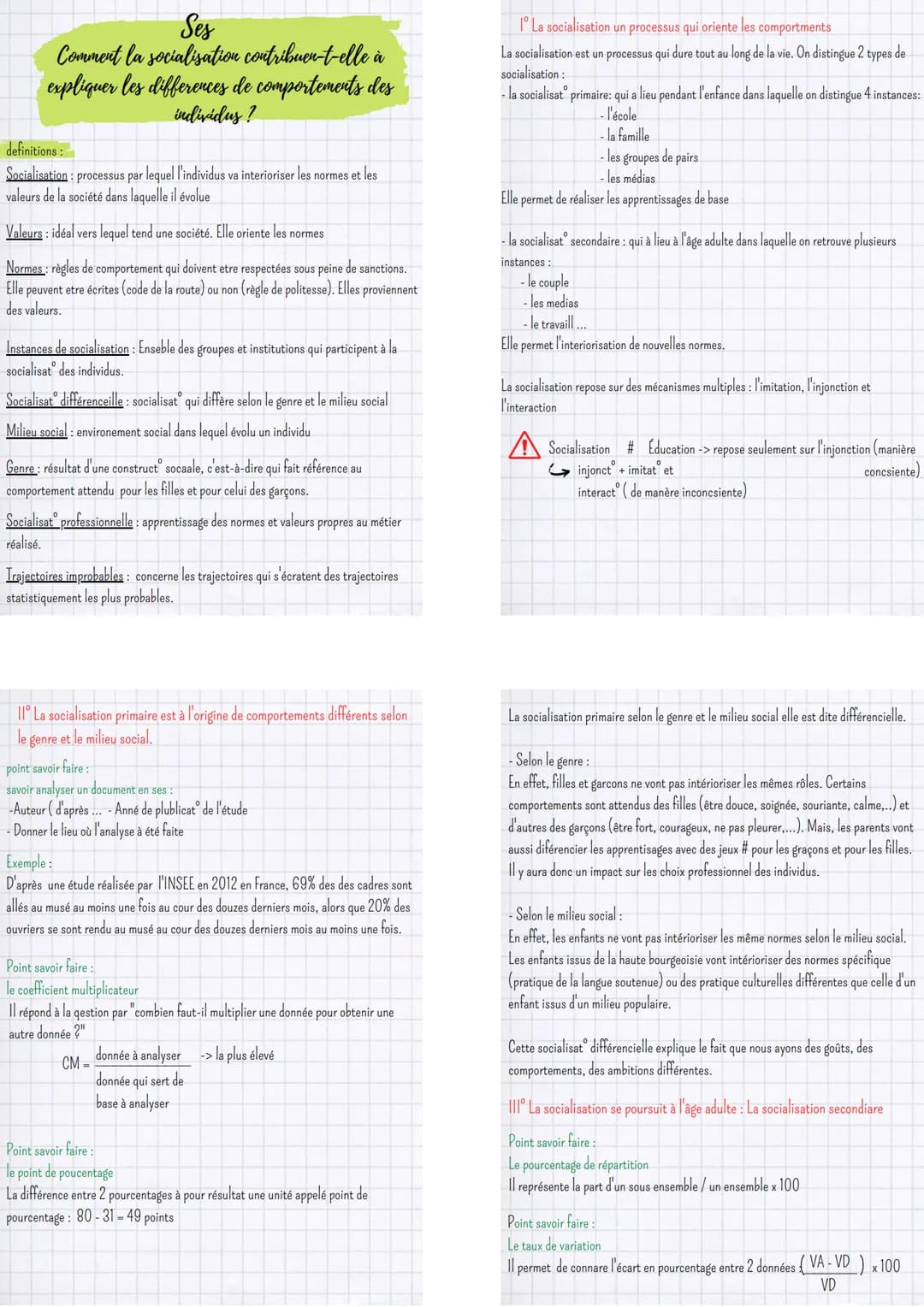 Ses
Comment la socialisation contribuen-t-elle à
expliquer les differences de comportements des
individus?
definitions:
Socialisation proces