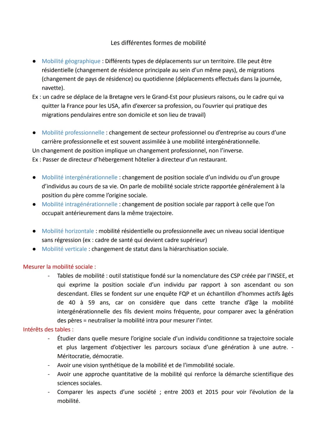Quelles sont les caractéristiques contemporaines et les facteurs de la mobilité sociale ?
I. Définition et mesure de la mobilité sociale
A. 