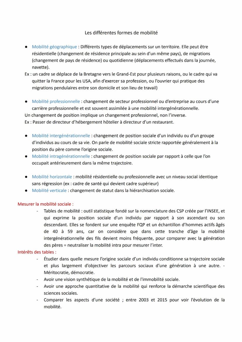 Quelles sont les caractéristiques contemporaines et les facteurs de la mobilité sociale ?
I. Définition et mesure de la mobilité sociale
A. 