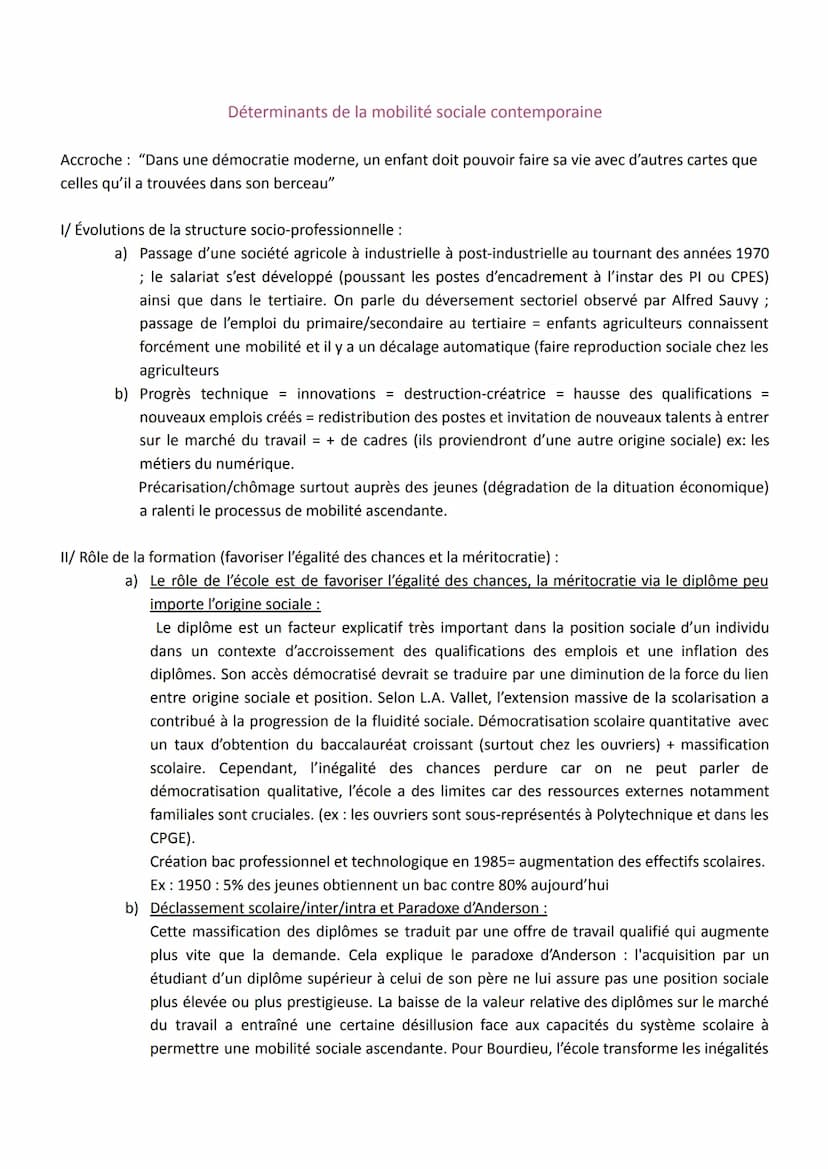 Quelles sont les caractéristiques contemporaines et les facteurs de la mobilité sociale ?
I. Définition et mesure de la mobilité sociale
A. 