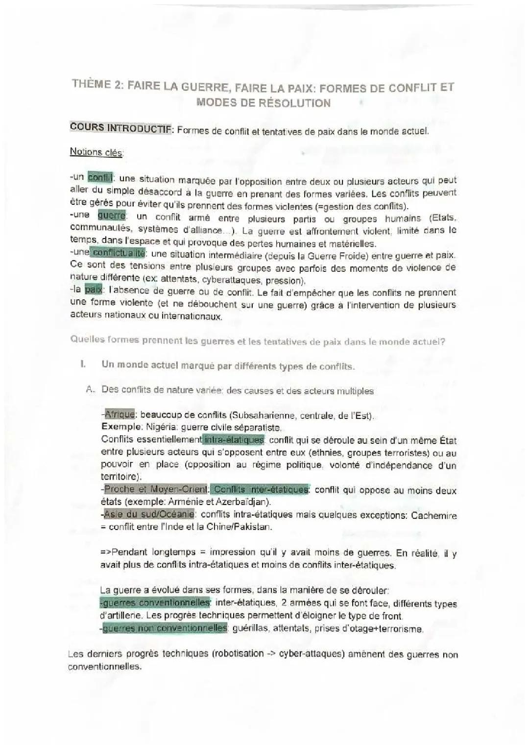 Comprendre les Formes de Conflit et les Tentatives de Paix dans le Monde d'Aujourd'hui