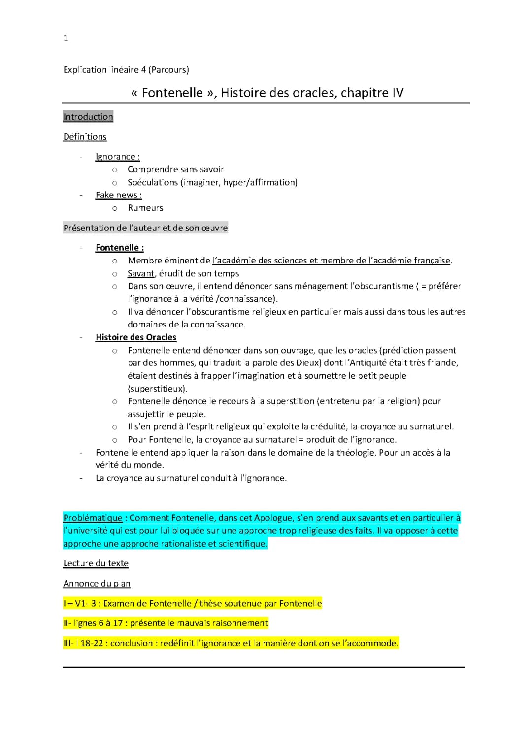 Analyse Linéaire de La Dent d'Or de Fontenelle - Texte Intégral PDF