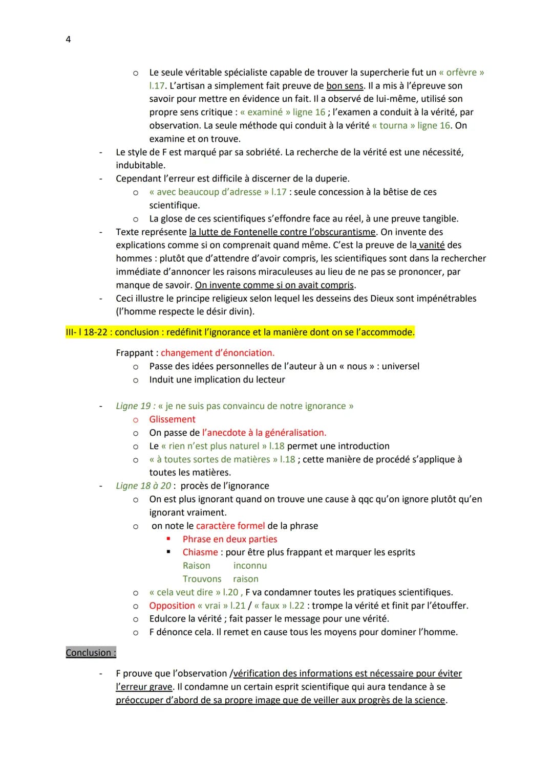 1
Explication linéaire 4 (Parcours)
Introduction
Définitions
Ignorance :
o Comprendre sans savoir
o Spéculations (imaginer, hyper/affirmatio
