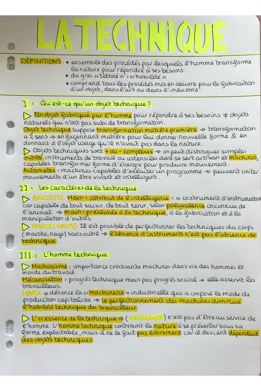 # LA TECHNIQUE

DÉFINITIONS: • ensemble des procédés par lesquels l'homme transforme
la nature pour répondre à ses besans.
*   du grec «tekh