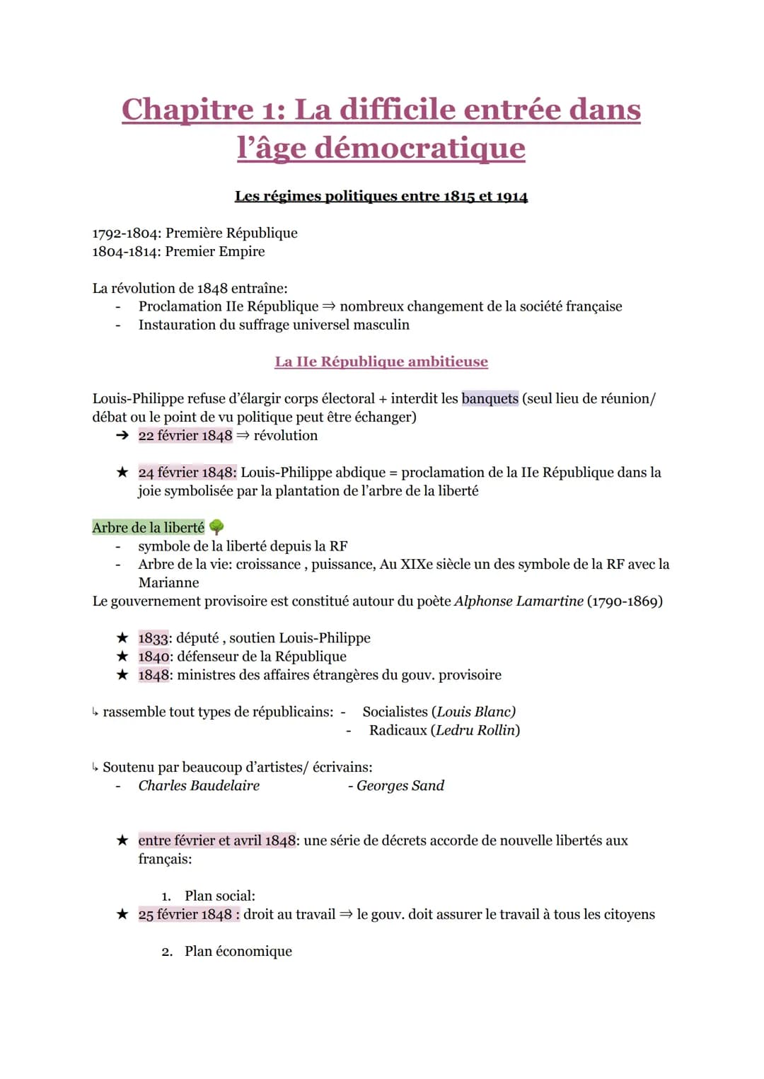 Chapitre 1: La difficile entrée dans
l'âge démocratique
Les régimes politiques entre 1815 et 1914
1792-1804: Première République
1804-1814: 