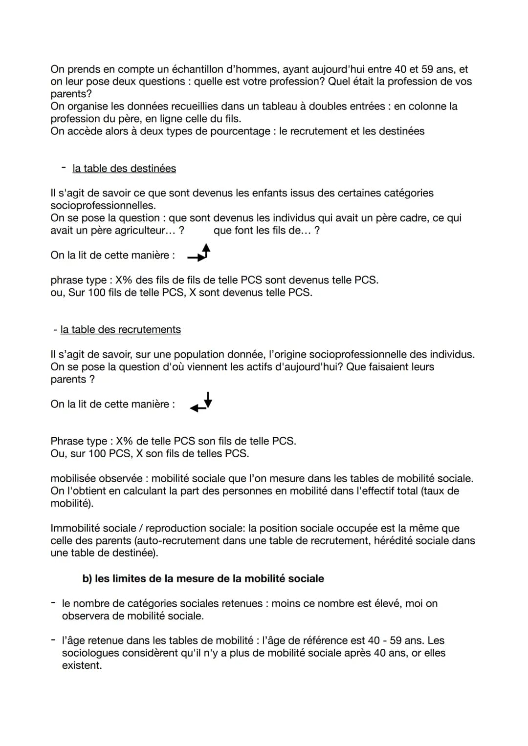 SES- chapitre 4 - la Mobilité sociale
immobilité sociale / reproduction sociale : transmission d'une même position sociale
d'une génération 