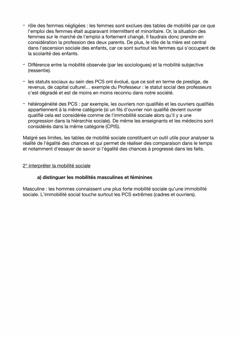 SES- chapitre 4 - la Mobilité sociale
immobilité sociale / reproduction sociale : transmission d'une même position sociale
d'une génération 