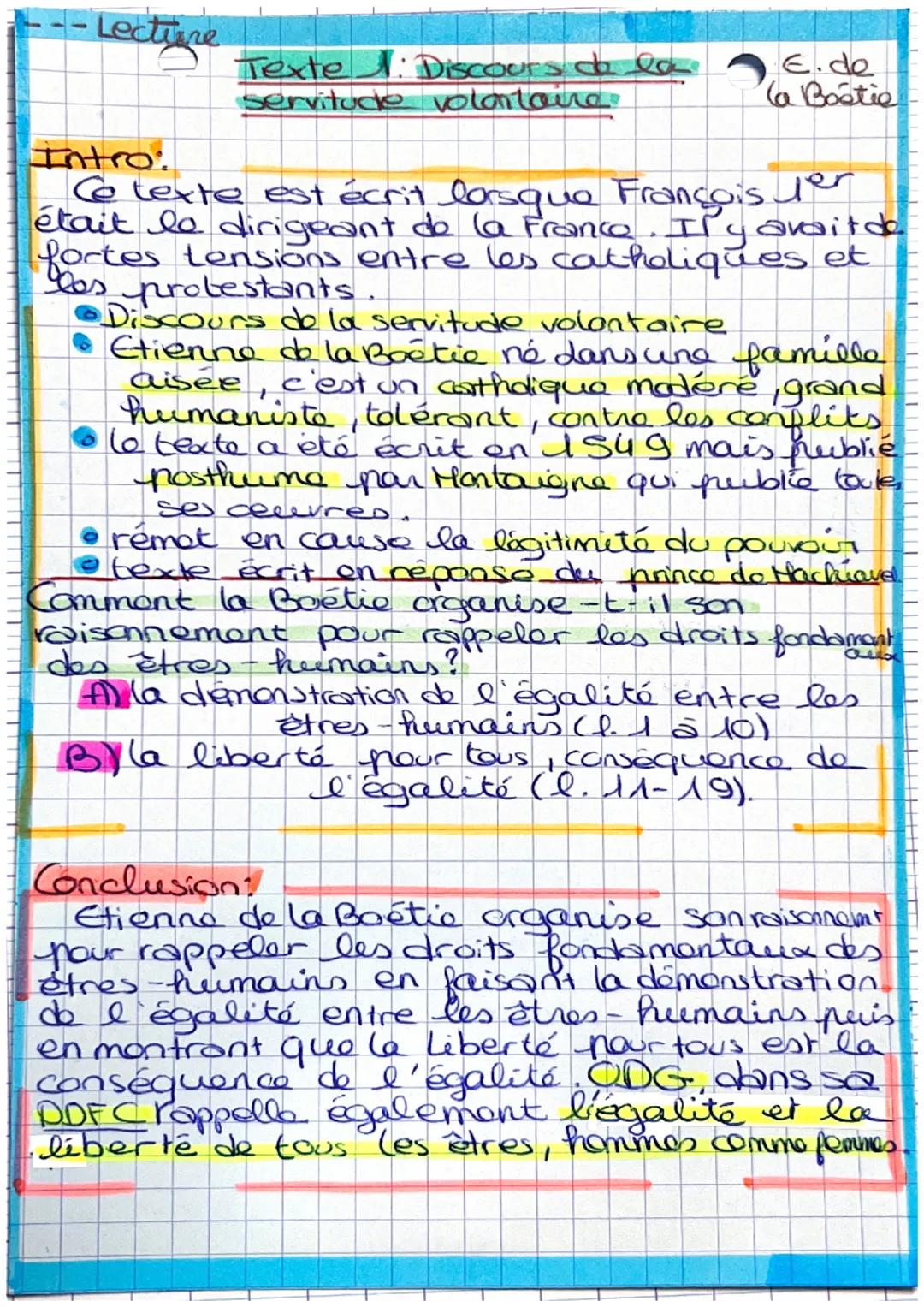 Lectione
Texte : Discours de la
servitude volontaire.
E.de
a Boetie
Intro:
Ce texte est écrit lorsque François der
était le dirigeant de la 