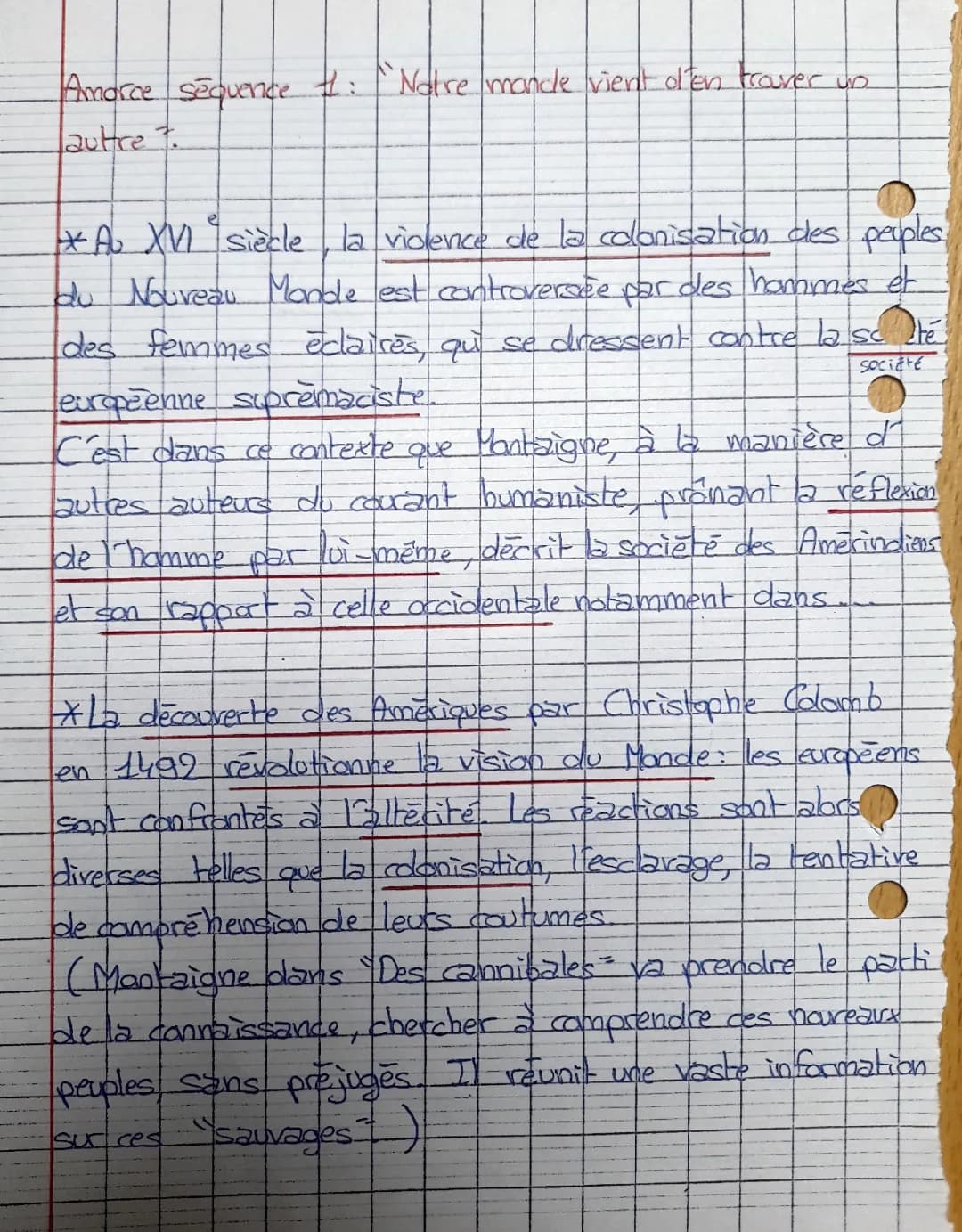Analyse linéaire Montaigne: Essais, Livre 1 Chapitre 26, Des Cannibales et Des Coches