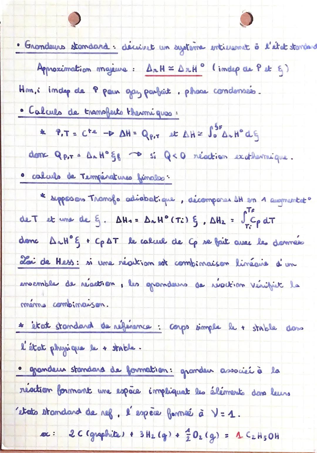 [Chimie T₂]: Thermodynamique
• 1er principe : il existe une fonction d' état I
interme)
dont la variation au cours d'une transfo correspond 