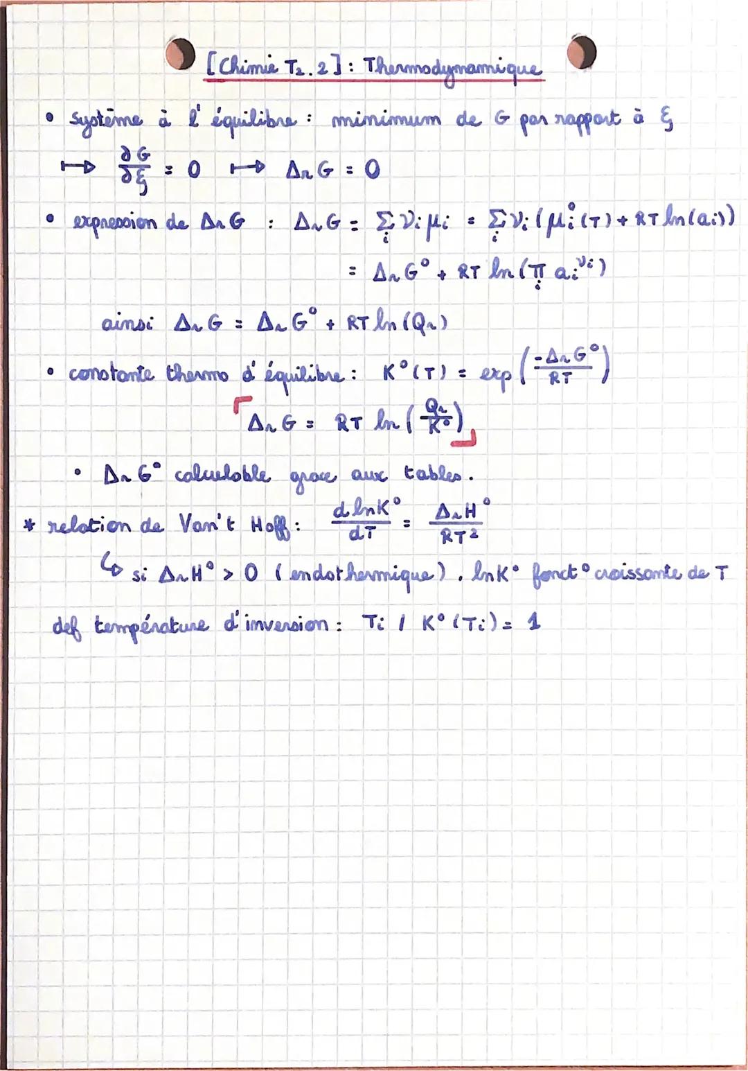 [Chimie T₂]: Thermodynamique
• 1er principe : il existe une fonction d' état I
interme)
dont la variation au cours d'une transfo correspond 