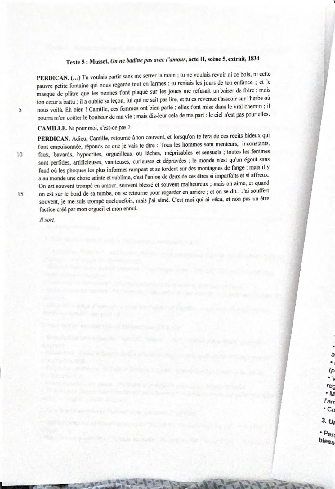 Texte 5: Musset, On ne badine pas avec l'amour, acte II, scène 5, extrait, 1834

PERDICAN. (...) Tu voulais partir sans me serrer la main; t