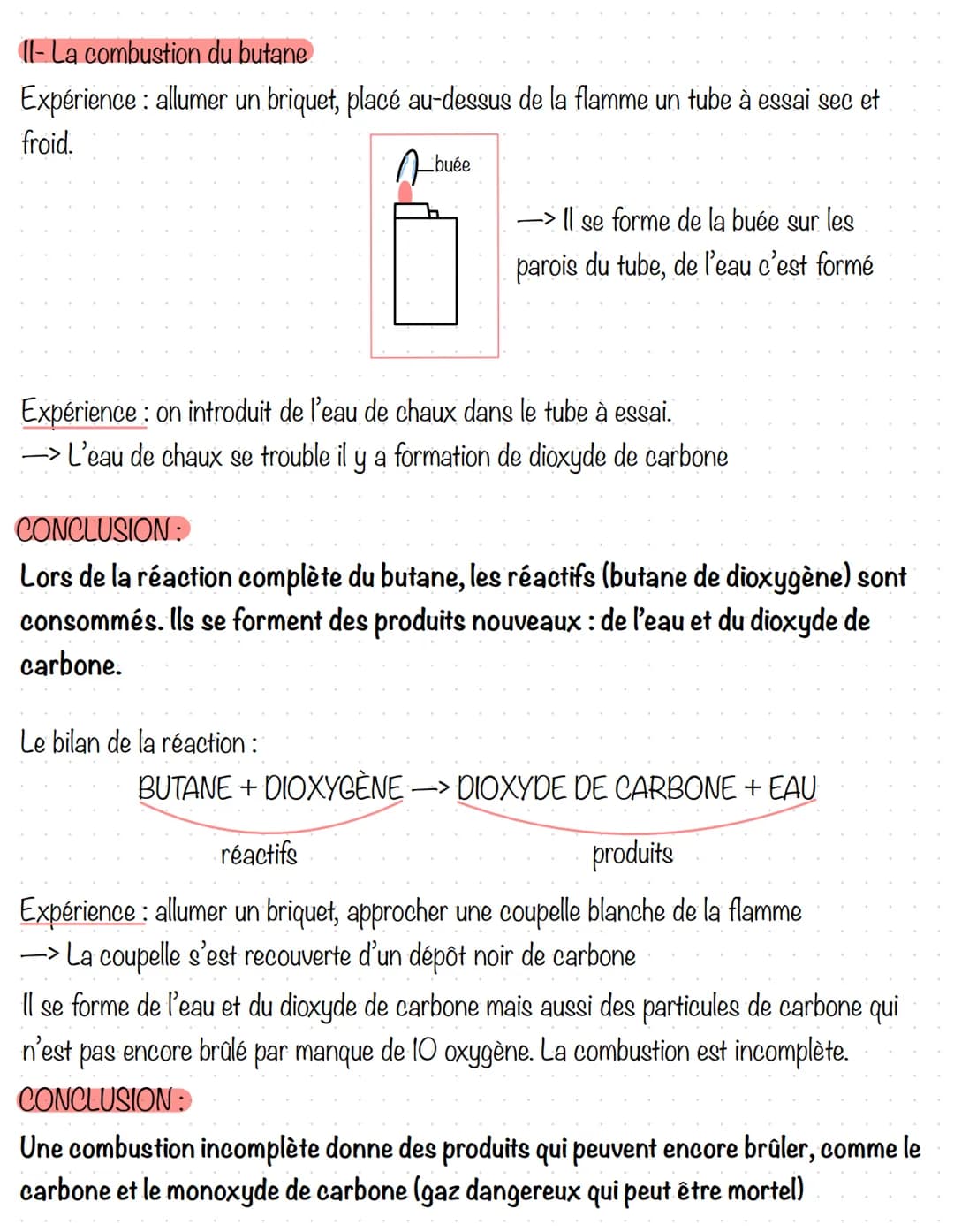 Les combustions
Expérience on allume une bougie est en place un bécher au-dessus de la flamme
Observation : la bougie s'éteint
Hypothèse : L