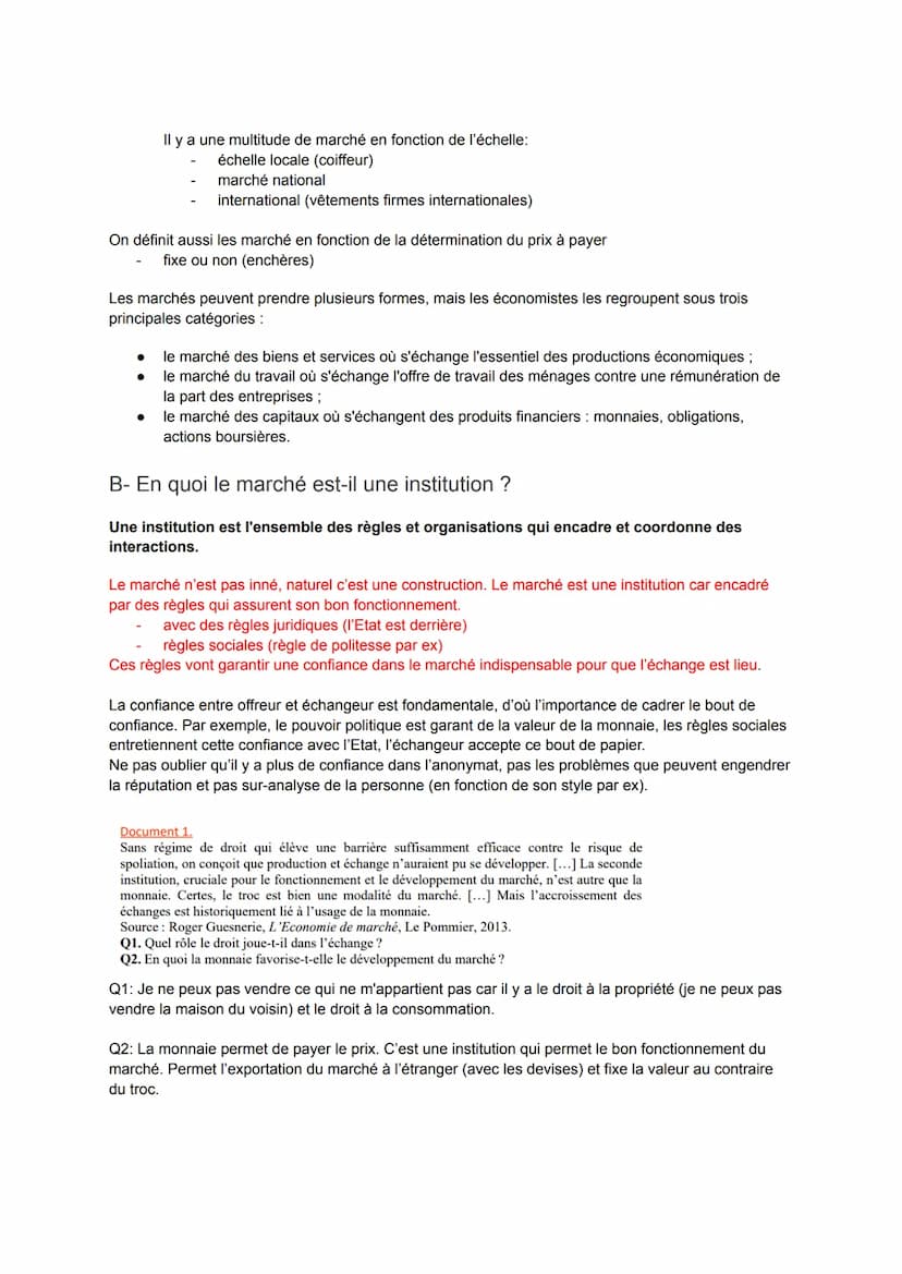 THÈME 1: LES MARCHÉS CONCURRENTIELS
Comment fonctionnent-ils?
I- Le marché: une institution centrale des économies modernes
Le marché de Str