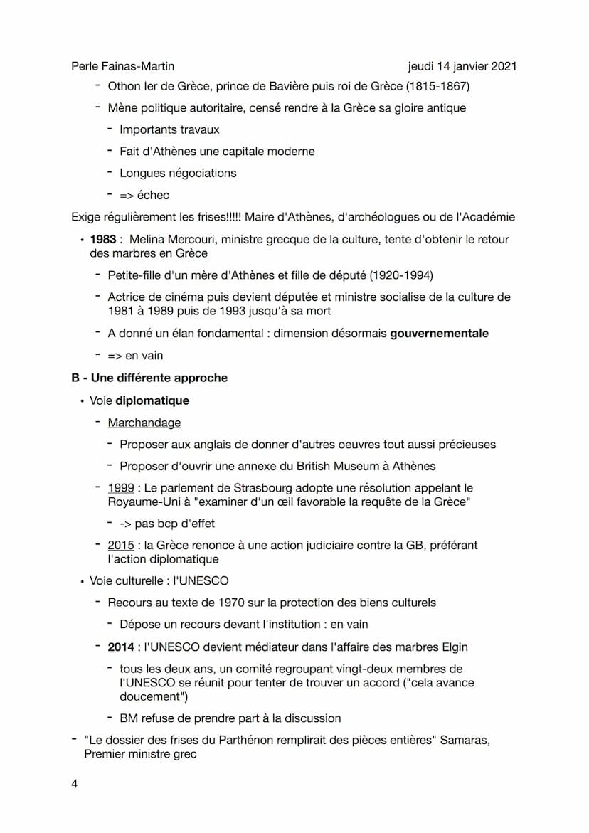 Perle Fainas-Martin
Exposé frises Parthénon
• Période archaïque
- naissance des cités
Alphabet grec (après linéaires)
- 1er JO
• Période cla