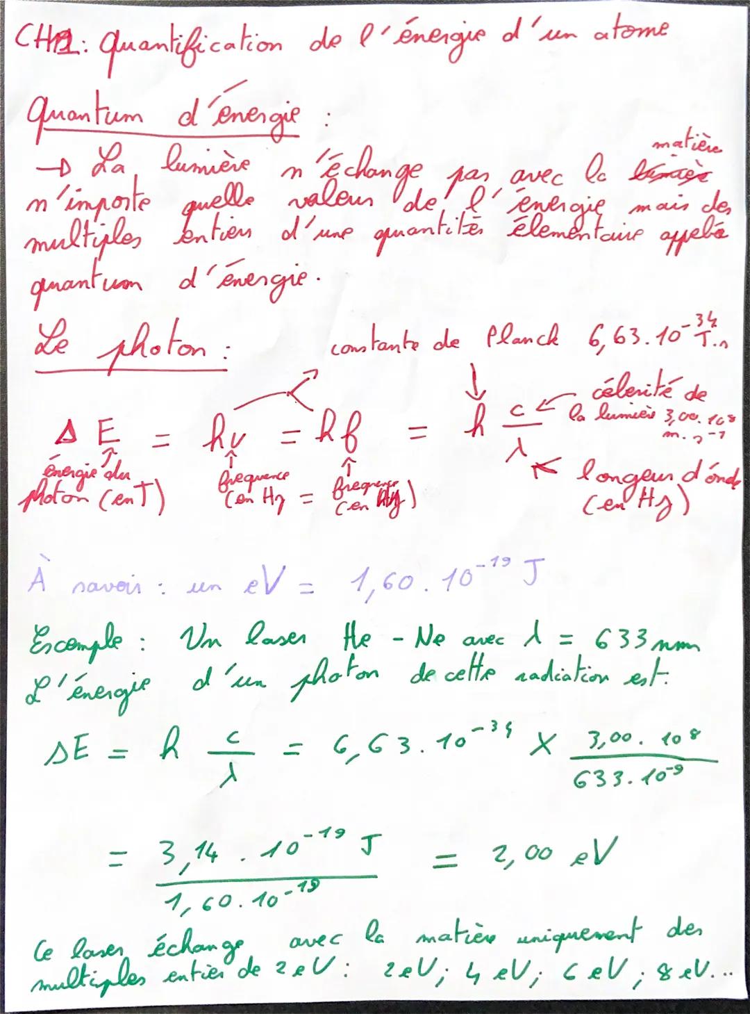 # CHA: quantification de l'énergie d'un atome

quantum d'énergie :

La, lumière

n'importe quelle

n'échange pas avec la

multiples ention d