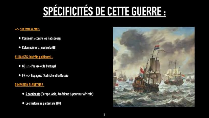 AXE 1- THÈME 2
JALON 1
1 GUERRE DE 7 ANS
DATES: 1756-1763
France = concurrente commerciale de la GB =>
ils se disputent leur suprématie
COLO