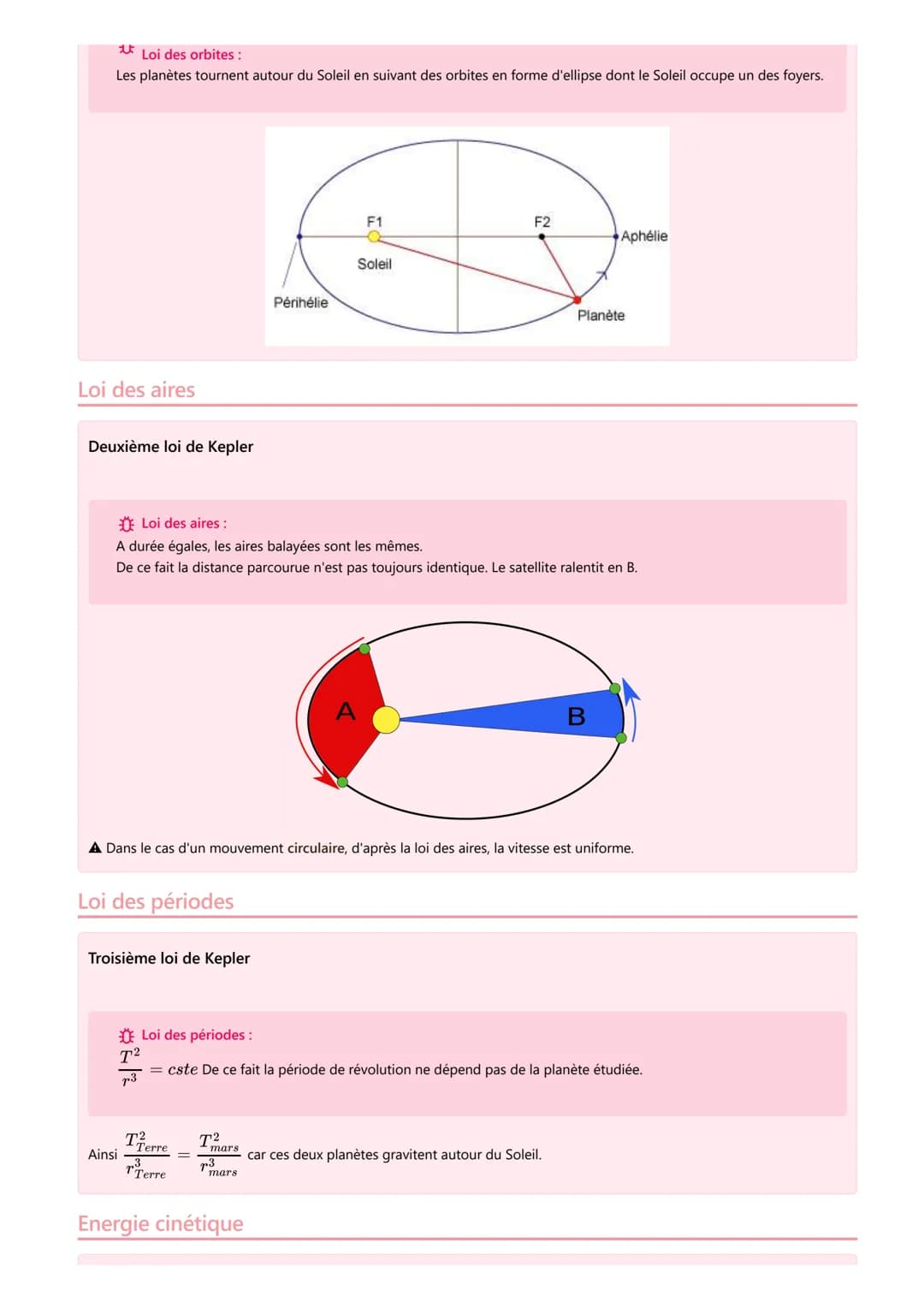Kepler
Mouvements circulaires : repère de Frenet
Base de Frenet
Ce repère a pour origine le centre de gravité du système étudié et se déplac