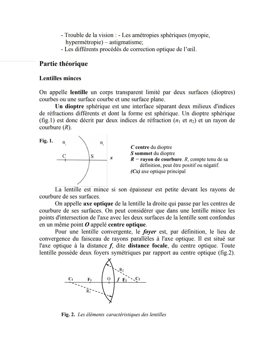 Travaux Pratiques
L'Oeil- Système optique
A. Le système optique introductif Description et l'alignement des
composants de système optique
B.