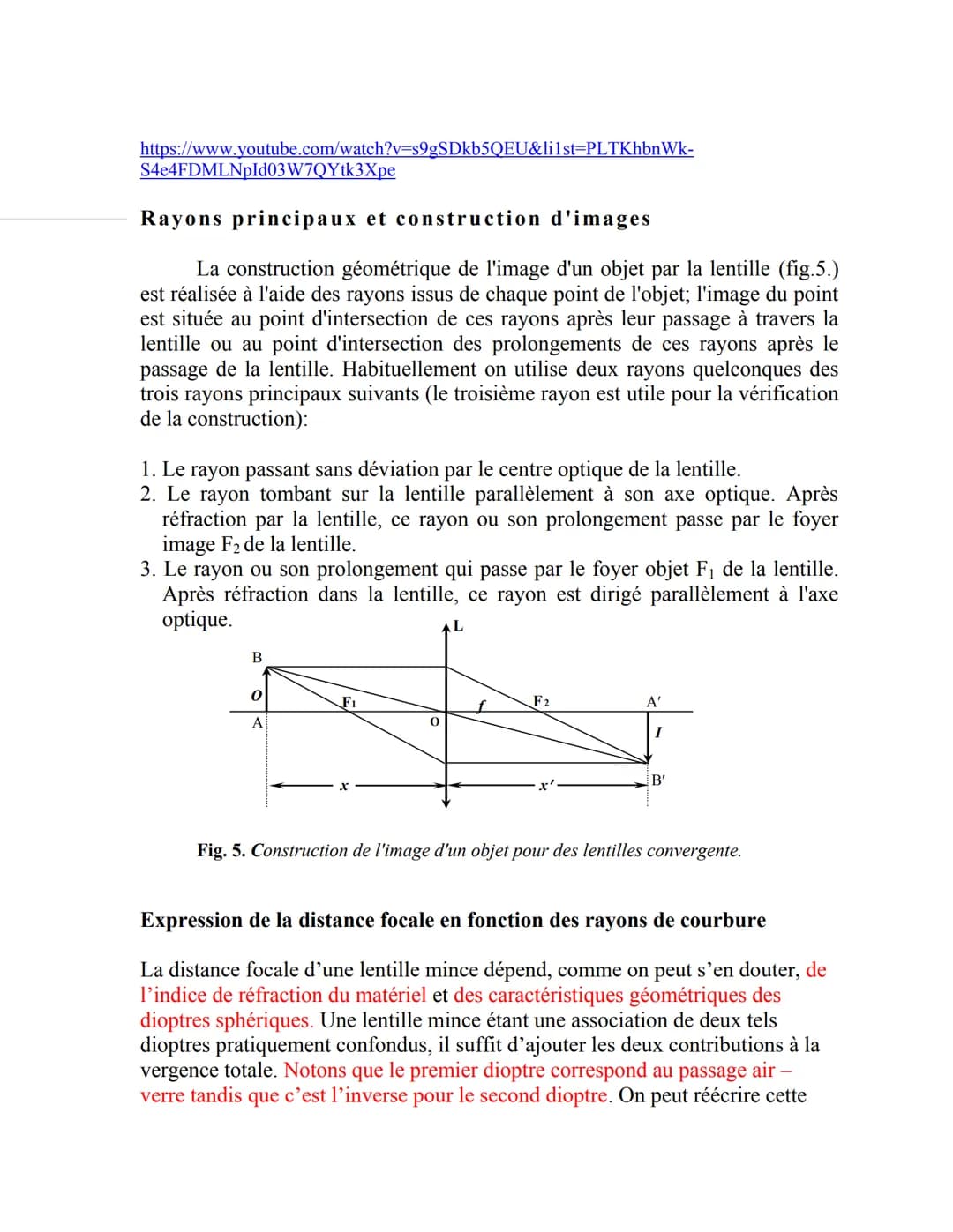 Travaux Pratiques
L'Oeil- Système optique
A. Le système optique introductif Description et l'alignement des
composants de système optique
B.