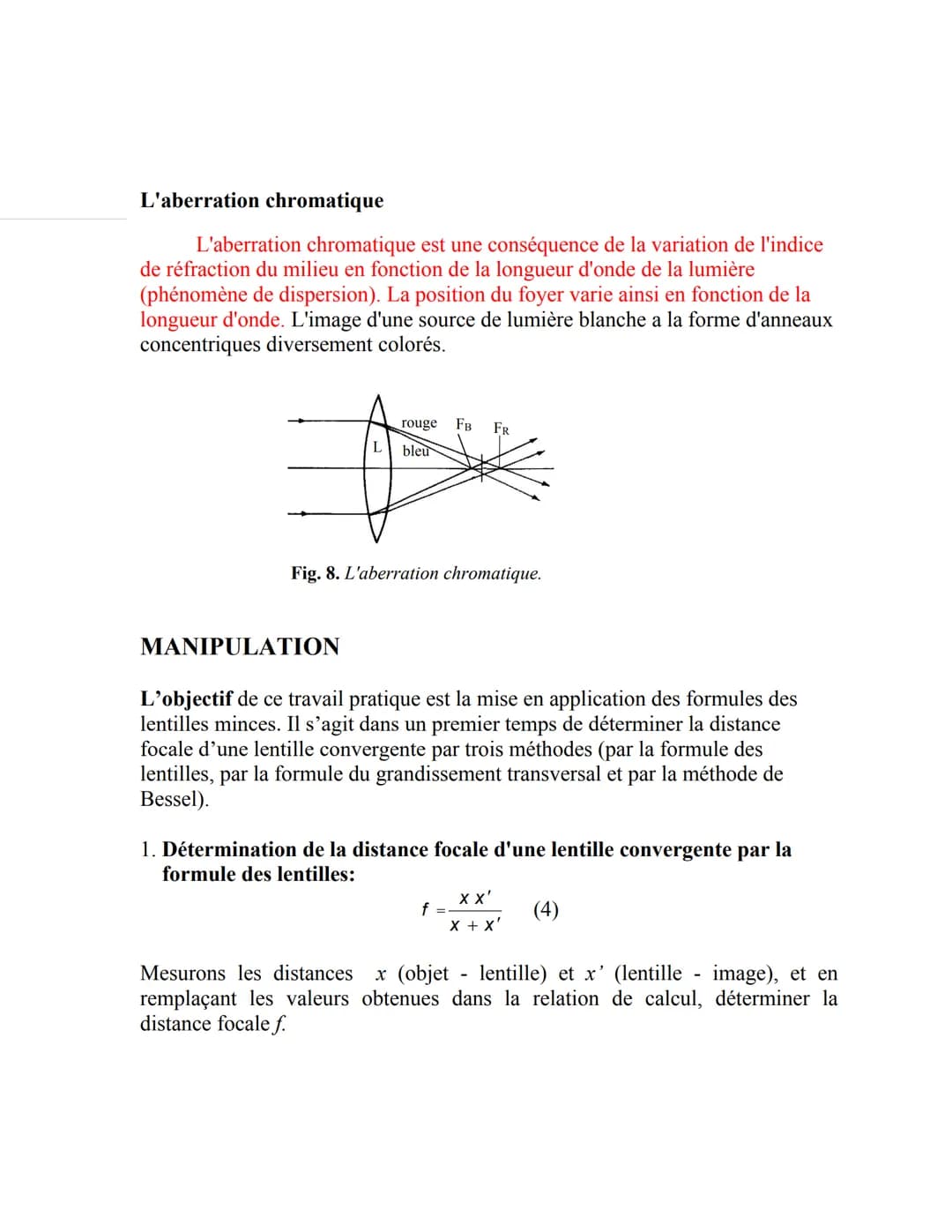 Travaux Pratiques
L'Oeil- Système optique
A. Le système optique introductif Description et l'alignement des
composants de système optique
B.