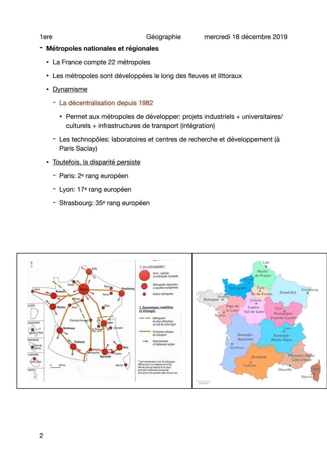 1ere
Métropolisation en France
Sujet
1
Géographie
- Urbanisation en France
• La France est un pays urbanisé => 90% de la population vit dans