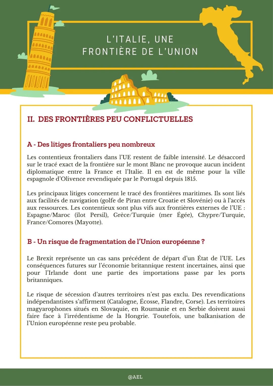 L'ITALIE, UNE
FRONTIÈRE DE L'UNION
II. DES FRONTIÈRES PEU CONFLICTUELLES
A - Des litiges frontaliers peu nombreux
Les contentieux frontalier