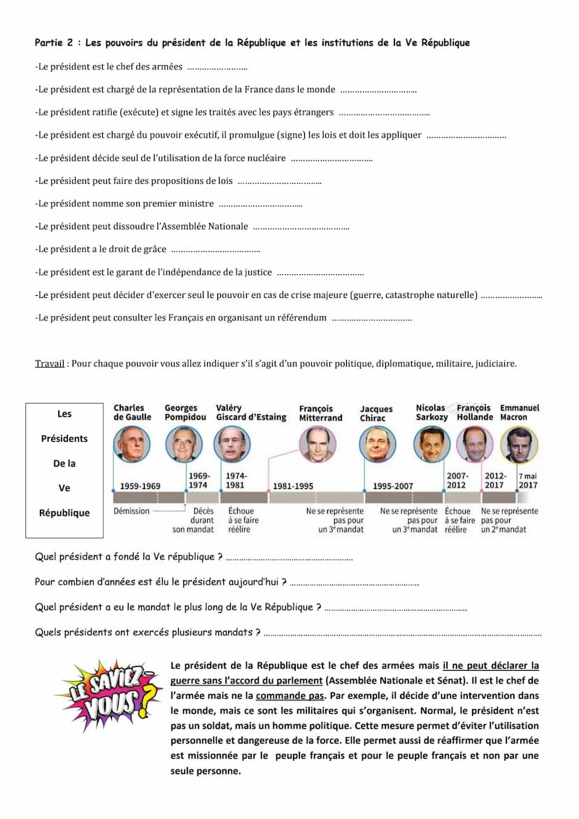 --- OCR Start ---
EMC 3º Fiche de travail 3 partie 3: Le vote, les pouvoirs du président et les institutions Françaises
Nom:
Le vote
Prénom: