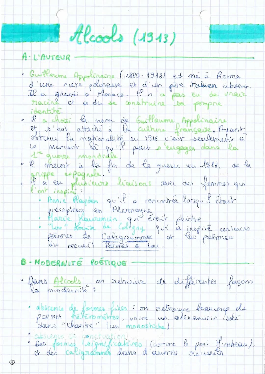 Analyse d'Alcools de Guillaume Apollinaire - Poèmes, Thèmes et Résumés