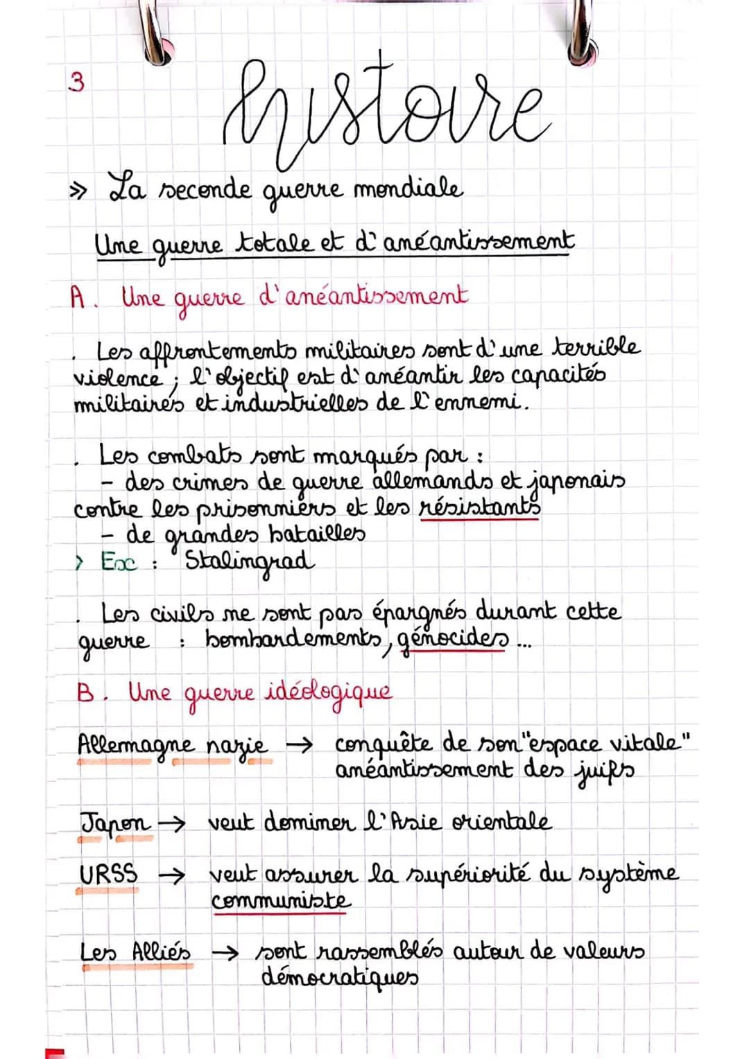 3
» La seconde
Une
A. Une
histoire
guerre mondiale
totale et d'anéantissement
d'anéantissement
guerre
Les affrontements militaires sont d'un