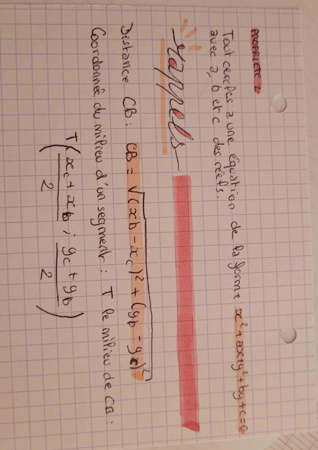 # Mathématiques
GEOMETRIE REPERÉE
1) Equations de droite.
DEFINITION
Soit (d) une droite. On Ona appefte vecteur normat à la droite (d),
un 