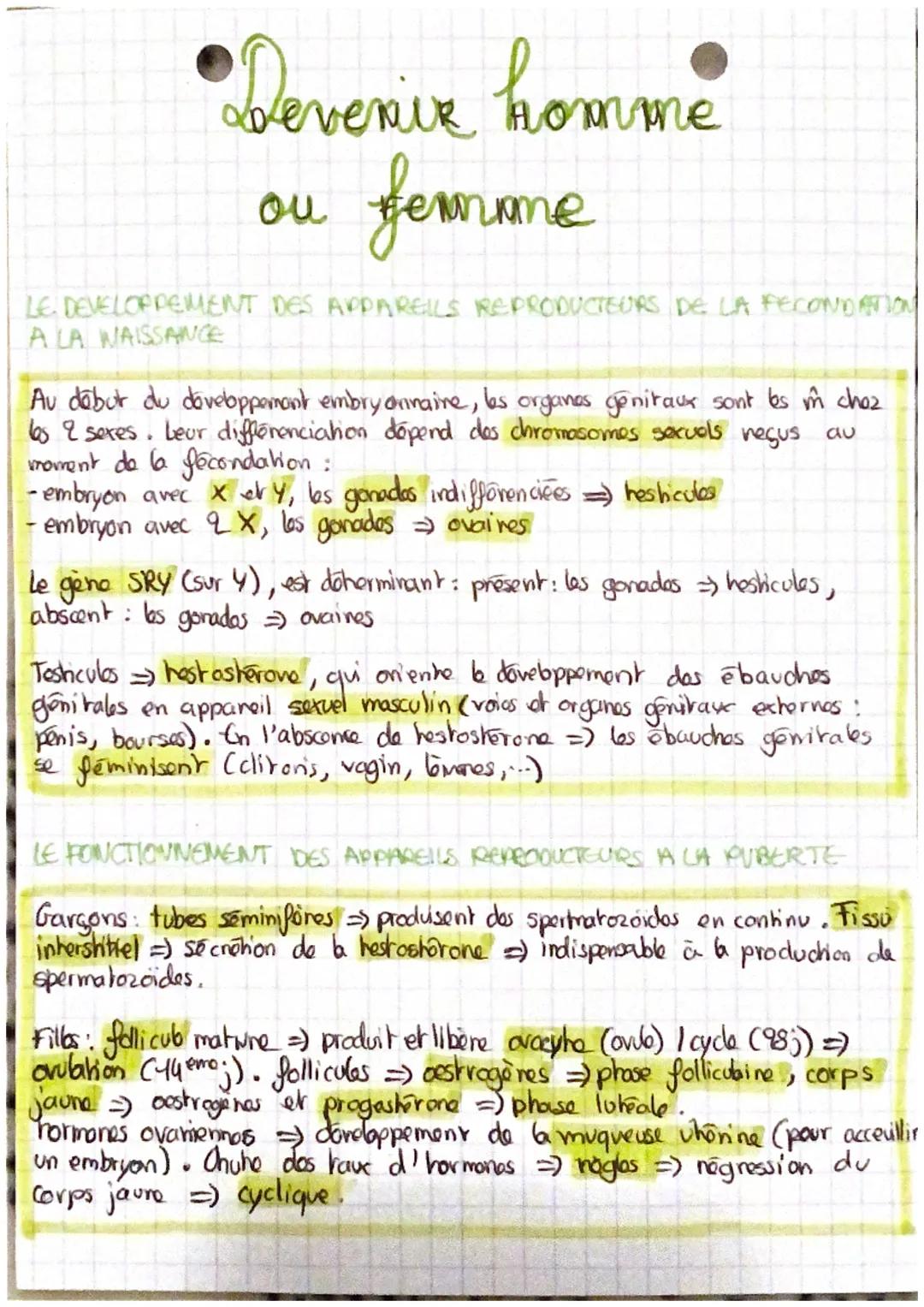 # Devenir homme
ou ferrame

LE DEVELOPPEMENT DES APPARELLS REPRODUCTEURS DE LA FECONDATION
A LA WAISSANCE

Au début du développemont embryon