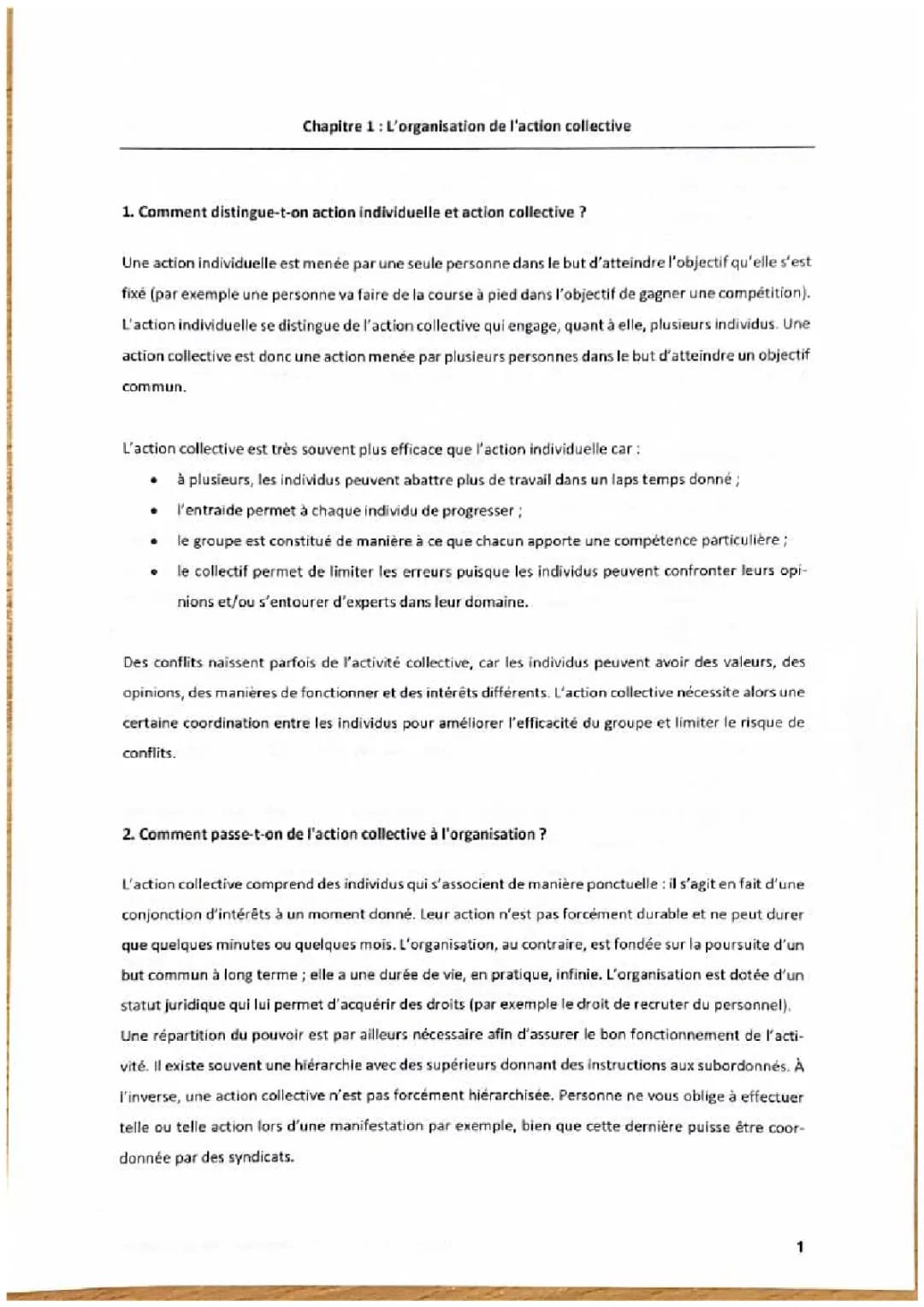 L’organisation de l’action collective 