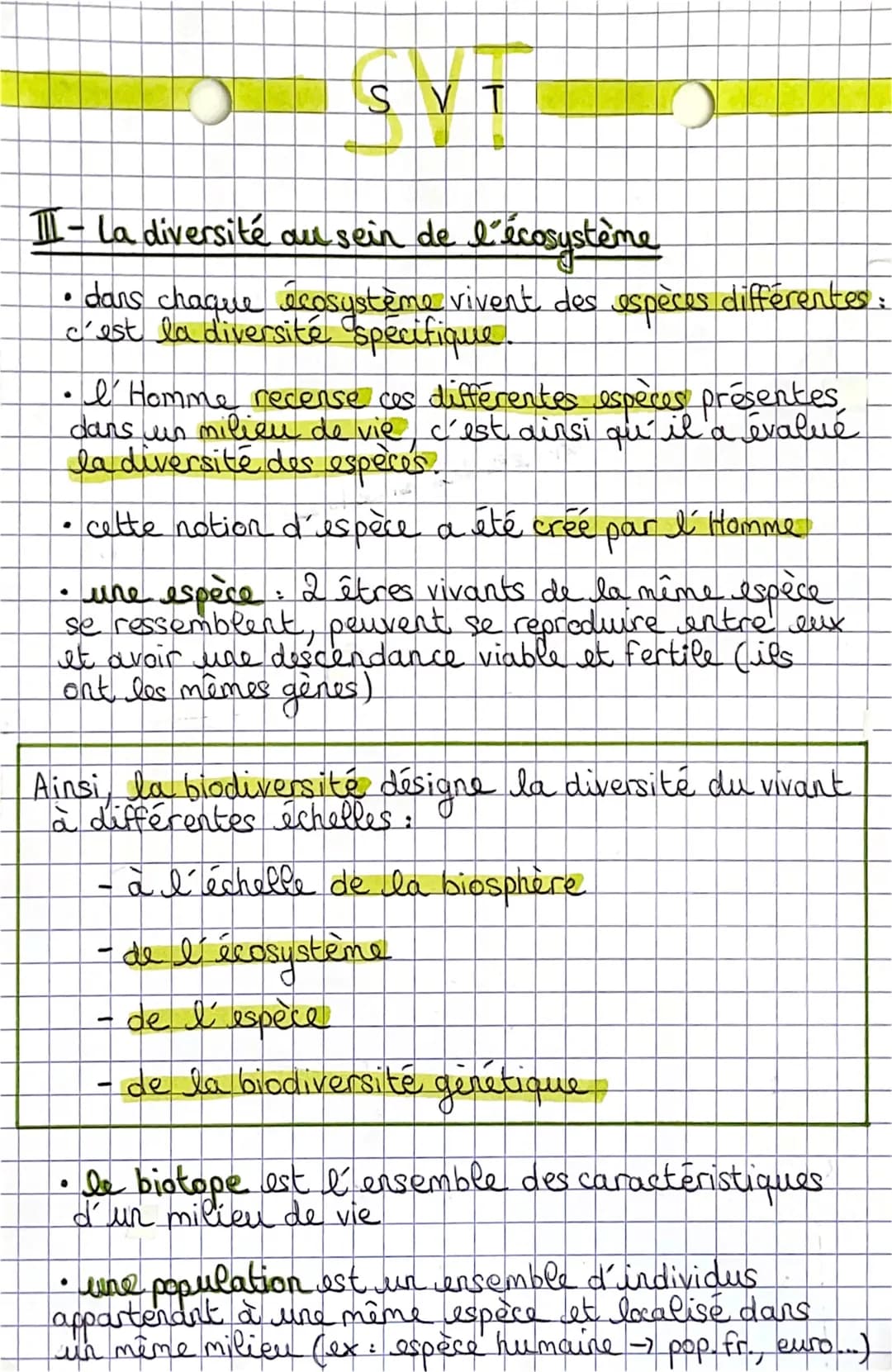 s SVT
I - La diversité au sein de l'espèce
•à l'intérieur de chaque espèce, les individus sont
différents mais possièdent les mêmés gènes.
i
