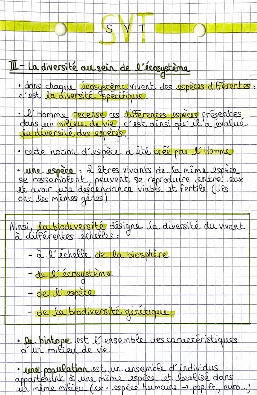 s SVT
I - La diversité au sein de l'espèce
•à l'intérieur de chaque espèce, les individus sont
différents mais possièdent les mêmés gènes.
i