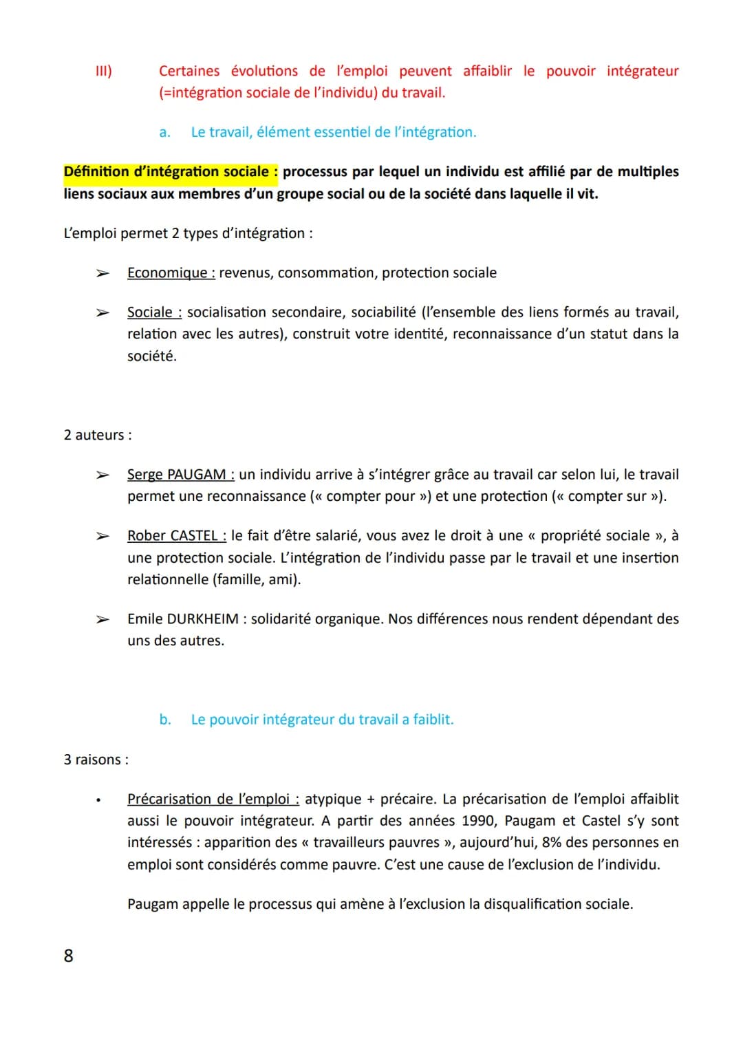 Chapitre 7 : Quelles mutations du travail et de l'emploi ?
Sociologie
Problématique en quoi les mutations du travail ont-elles bouleversées 