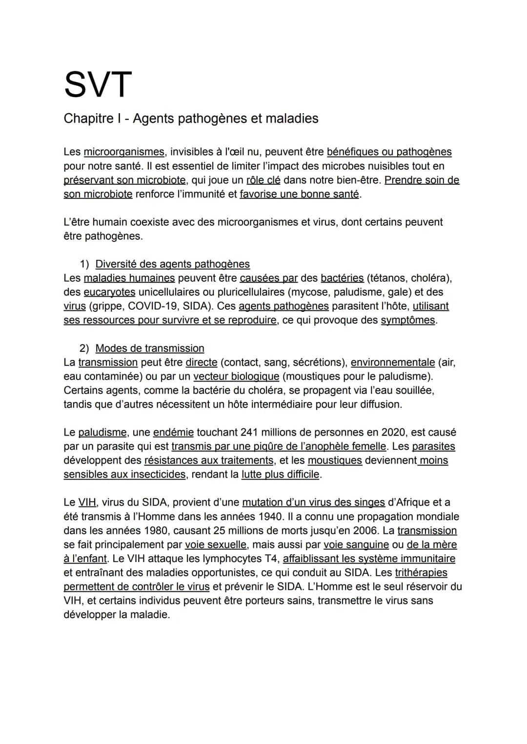 # SVT
Chapitre I - Agents pathogènes et maladies

Les microorganismes, invisibles à l'œil nu, peuvent être bénéfiques ou pathogènes
pour not