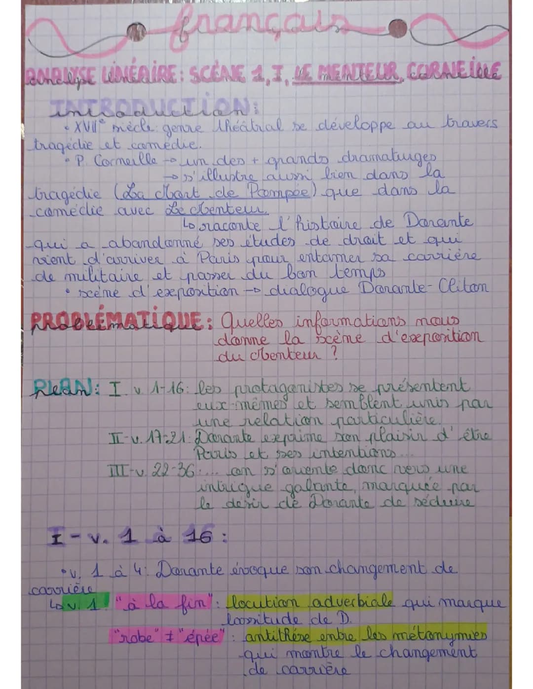 LL n°1 : scène 1,I du Menteur